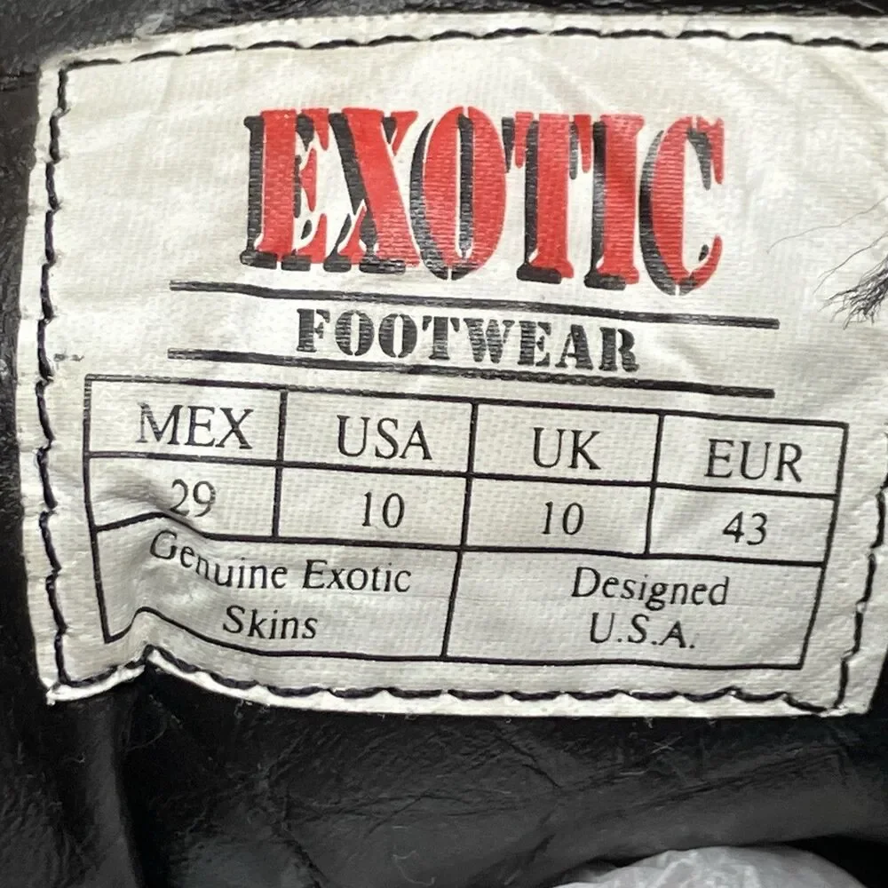 Exotic Footwear Chukka Boots Mens 10 Black Wild West Genuine Exotic Skin USA